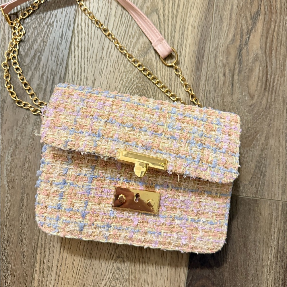 Chic Tweed Crossbody Bag - Multicolor